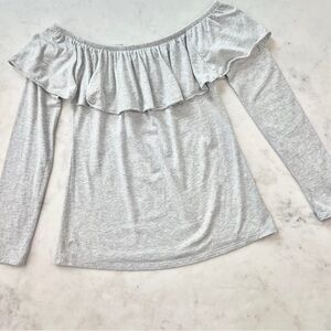 Lilly Pulitzer Gray Ruffled Long Sleeve Blouse